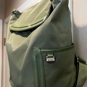 Tumi Vista Collection Olive Green Nylon/Leather Backpack